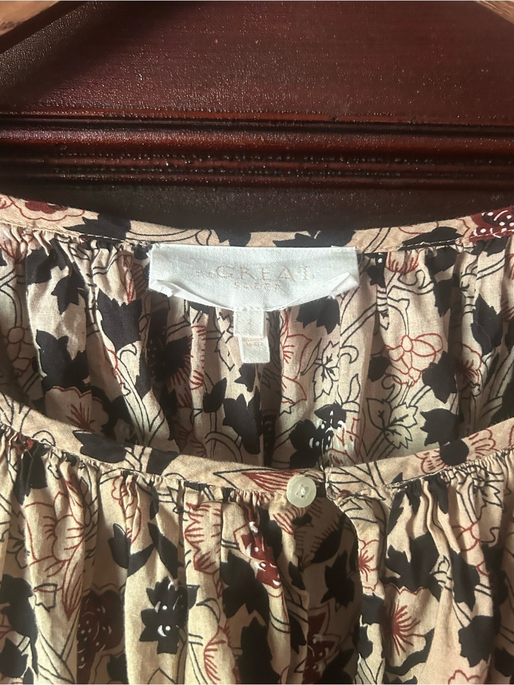 The Great. The Sleep Dress Floral Puff Sleeve Cotton Midi Cottagecore Medium - Picture 6 of 8